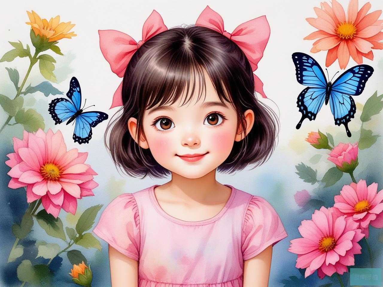 2025年戴蝴蝶花的小女孩